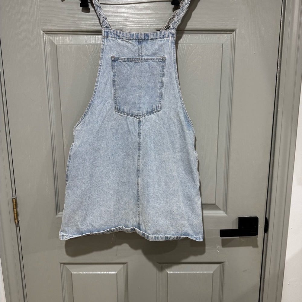 Forever 21 Light Blue Denim Overall Dress with Front Patch